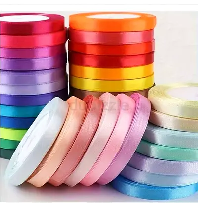 Assorted Satin Ribbon Rolls - Various Colors (Craft/Decor) 10mm