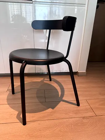 Black Metal wood Dining/Side Chair - Modern Minimalist Design