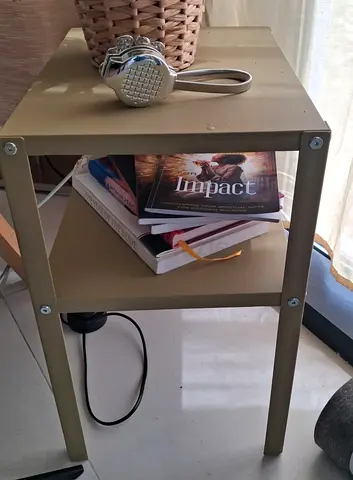 Simple metal bedside table / side table - greenish