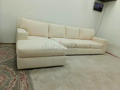 Perfect condition comfortable crate and barrel beige color lshape sofa for sale