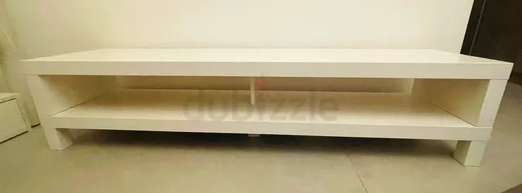 White low TV stand / media console - simple modern design 160x35x35