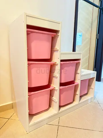 Ikea shelves with boxes