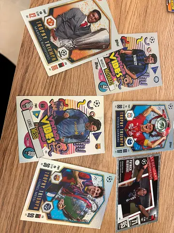 Collection of UEFA Champions League Trophy Football Cards (Messi, Gerrard, Rashford +)