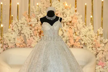 Elegant White Embellished Wedding Ball Gown