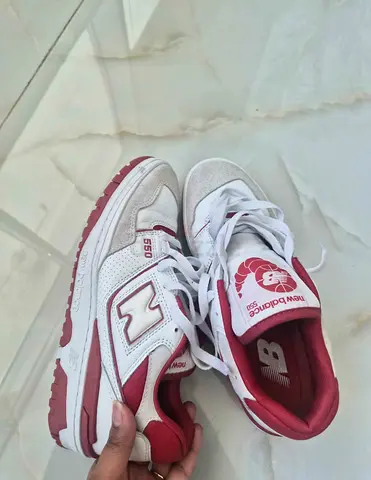 New Balance 550 White and Burgundy Sneakers