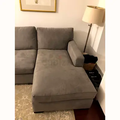 Excellent perfect condition crate and barrel Axis gray sectional sofa