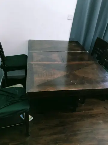 Solid Wood Dining Table - Extendable and has storage, Dark Finish