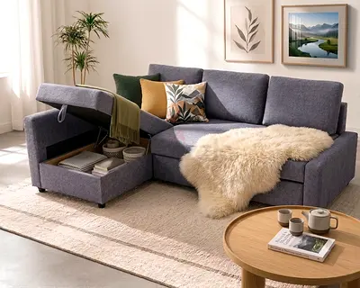 Luxury L-Shape Sofa Bed designed for maximum comfort and everyday use. Smooth bed conversion, premiu