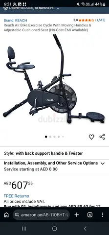 Reach Air Bike Exercise Cycle with Back Support and Twister - Used