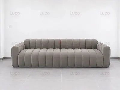 Modern Grey 3-Seater Velvet Sofa - Good Condition