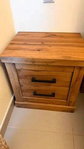 Solid Wood bed with mattress Two Drawers - Rustic Finish and dresser with mirror
