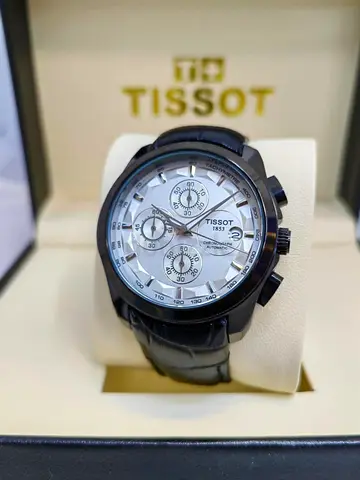 Tissot Chronograph Mens Copy Watch with Leather Strap