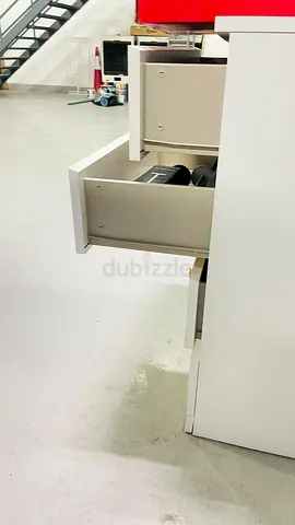 White 4 Drawer Office Pedestal Cabinet - Good Condition