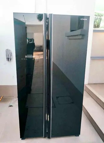 Hitachi fridge side by side black glass latest model