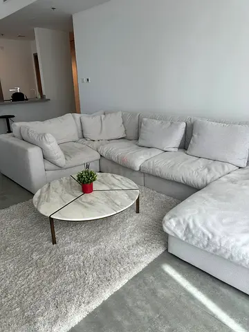 Modern Light Grey Corner Sofa with Lounge Section