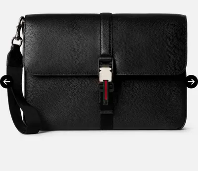 Gucci Medium Business Case with Web- Black Leather