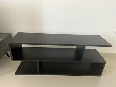 Modern black TV stand / entertainment unit - 3-tier low console