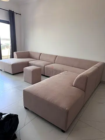 Light beige L-shaped sectional sofa - good condition