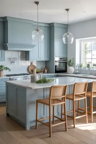 Modern Blue Kitchen Island
