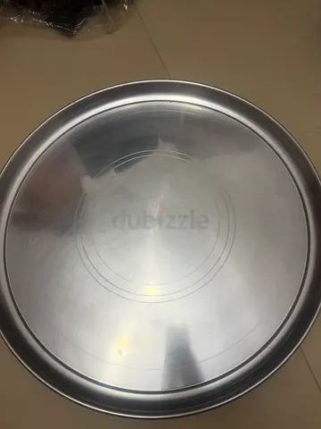 2 Large 55cm round stainless steel baking/pizza tray