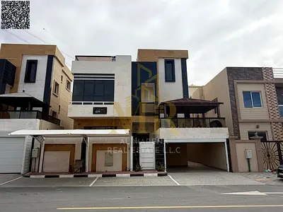 A villa with all electricity, water and air conditioning fees included, on the main street, ready to move in, in the most prestigious areas of Ajman,