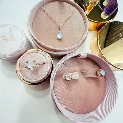 Moonstone silver gold plated  set