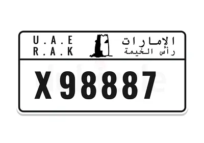 98887 X RAK number plate