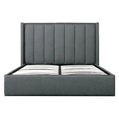 Brand new Grey Fabric Upholstered Bed Frame with Headboard (Queen/) - Modern