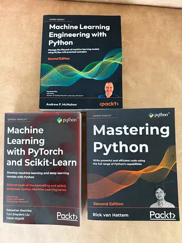 Machine Learning books bundle: Mastering Python, PyTorch Scikit-Learn, ML Engineering with Python