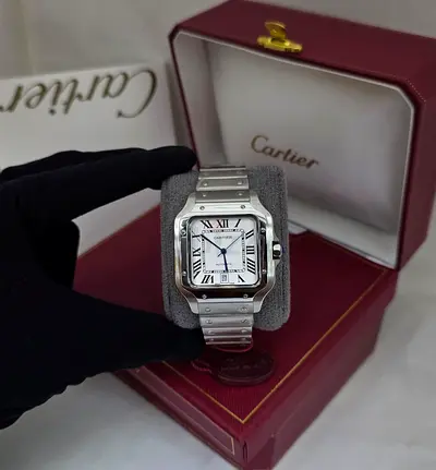 Cartier Santos Stainless Steel Mens Watch with Box