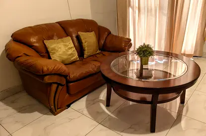 FREE 2-Seater Leather Sofa  Wooden Coffee Table | URGENT Moving Out Sale