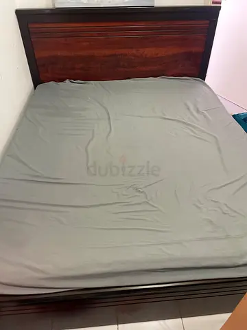 Solid Wood Double Bed Frame with Headboard