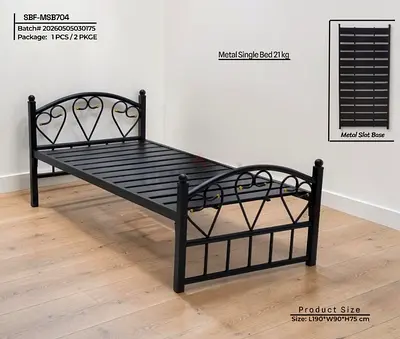 Black Metal Single Bed Frame - 90cm x 190cm extra heavy duty bed