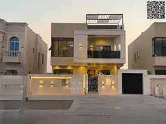 Modern villa with a rooftop terrace in Al Zahia, featuring high-end finishes, price includes registr