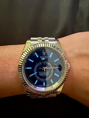 Automatic Rolex Sky-Dweller (Blue Dial) with Box - Master Copy/Mid-Tier/2nd Tier Replica