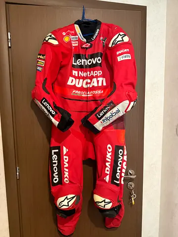 Ducati Lenovo MotoGP-style Alpinestars one-piece leather racing suit