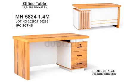 140cm Brand New Light Oak Office Desk with 3-Drawer Pedestal -