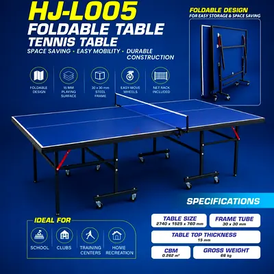 Table tennis table foldable