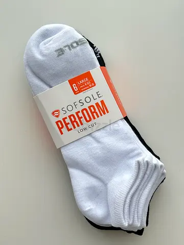 Pack of 6 Low Cut Ankle Socks (White Black) - New