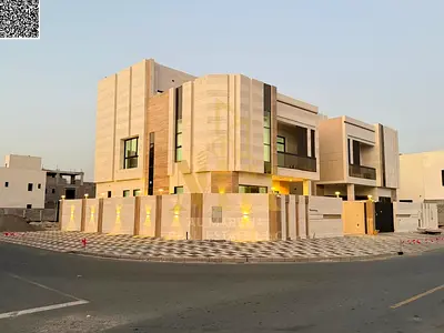 Luxury corner villa for sale in Al Bahia | Two floors + roof | 6 master bedrooms | Land area 3014 sq ft, built-up area 3800 sq ft | Prime location and