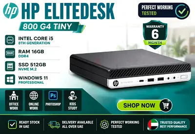16GB RAM DDR4 HP ELITEDESK 800 G4 TINY INTEL CORE i5 8TH GENERATION SSD 512GB NVME M2