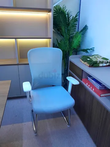 Modern Light Blue Office Chair with Mesh Backrest