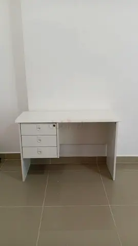 White Study Desk with 3 Drawers - Good Condition