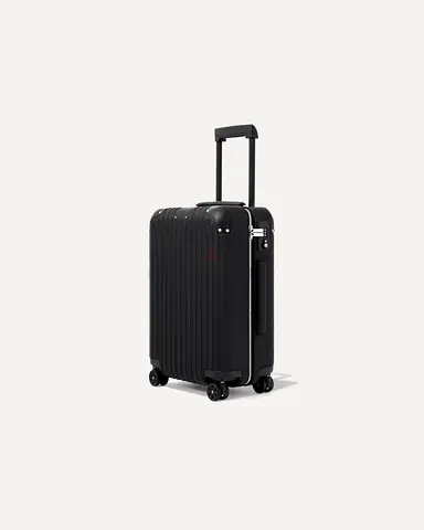 Rimowa black leather travel luggage