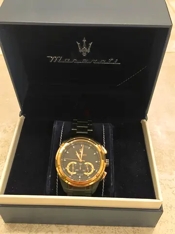 Maserati Mens Watch, TRAGUARDO Collection - black  gold chronograph
