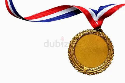 Gold Medal with Red-White-Blue Ribbon - New
