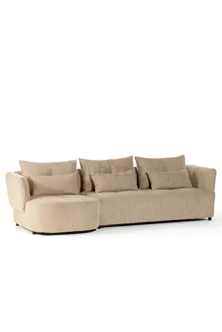 New Beige L-shaped 3-seater Sofa with Chaise -