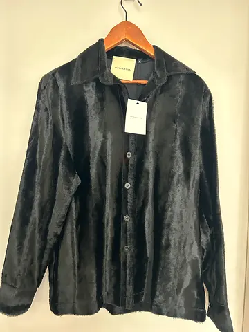 Bouguessa Black Faux Fur Button-Up Jacket - New with Tags, Size M