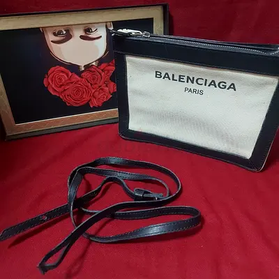 Balenciaga STYLE Paris canvas crossbody pouch with detachable strap