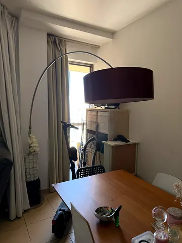Modern arc floor lamp with dark brown shade